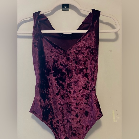 PrettyLittleThing Tops Sexy Red Velvet Bodysuit Poshmark